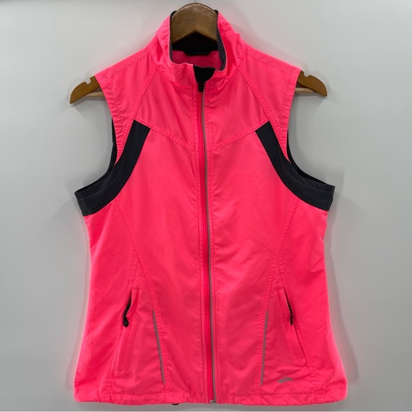 Brooks Jackets & Blazers - Brooks Highlighter Pink Running Jogging Zip Up Safety Vest Size Medium